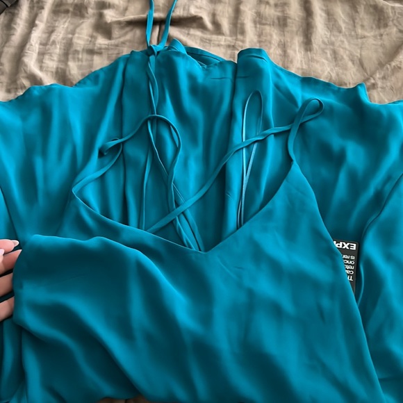 Express Strappy Back Romper ✨ Teal Brand New - Picture 3 of 5